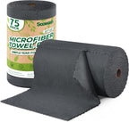 Microfiber Cleaning Cloths Roll, 75 Pack Tear Away Microfiber Towels Roll, 12" x 12" Lint Free Rags, Reusable Cleaning Cloths, Washable, Scratch Free,Ultra Absorbent Dish Rags(Dark Grey)