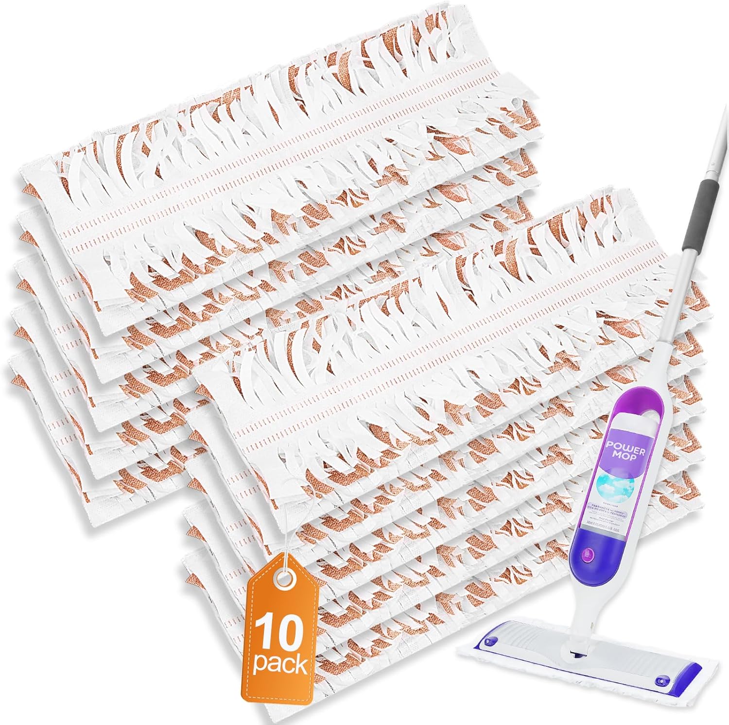 Power Mop Pads Compatible with Swiffer Power Mop, Disposable Power Mop Refills, PowerMop Wood Mopping Pad Refills for Floor Cleaning, 10 Count