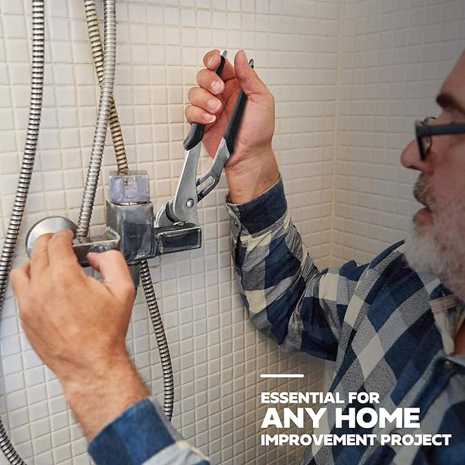 Olympia Tools Tongue and Groove Pliers, Straight Jaw Pliers with Cushion grip, 5 Jaw positions, 1.7" Jaw Capacity, Water pump plier (8-Inch)