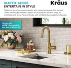 KRAUS Oletto Single Handle Kitchen Bar Faucet with QuickDock Top Mount Installation Assembly in Spot Free Antique Champagne Bronze, KPF-2600SFACB