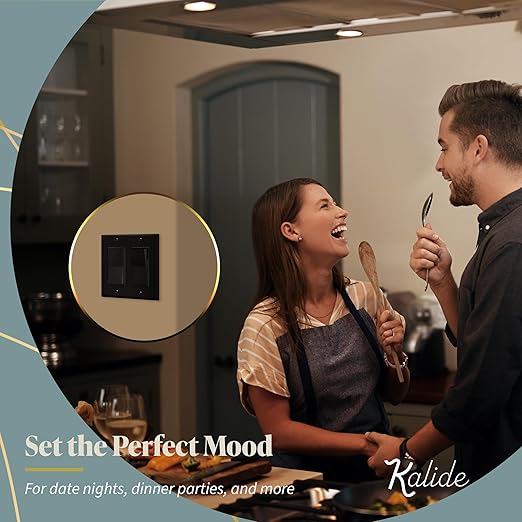 TOPGREENER Kalide Dimmer Light Switch, LED Dimmer Switch, Full Range Dimming, Single Pole/3-Way, 120VAC, 60Hz, 300W LED/CFL, Neutral Wire Not Required, Wall Plate Included, Black, 2 Pack