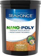 Seal-Once Nano+Poly Penetrating Wood Sealer with Polyurethane - Premium Waterproof Sealant - 5 Gallon & Natural