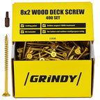 #8 x 2'' Wood Screws by Grindy (400pack/2.8LBS) – Self-Drilling Deck Screws I Rust Resistant I Quick Drive & Fast Grip I for Cabinet, Furniture & Other Projects I Bit Included