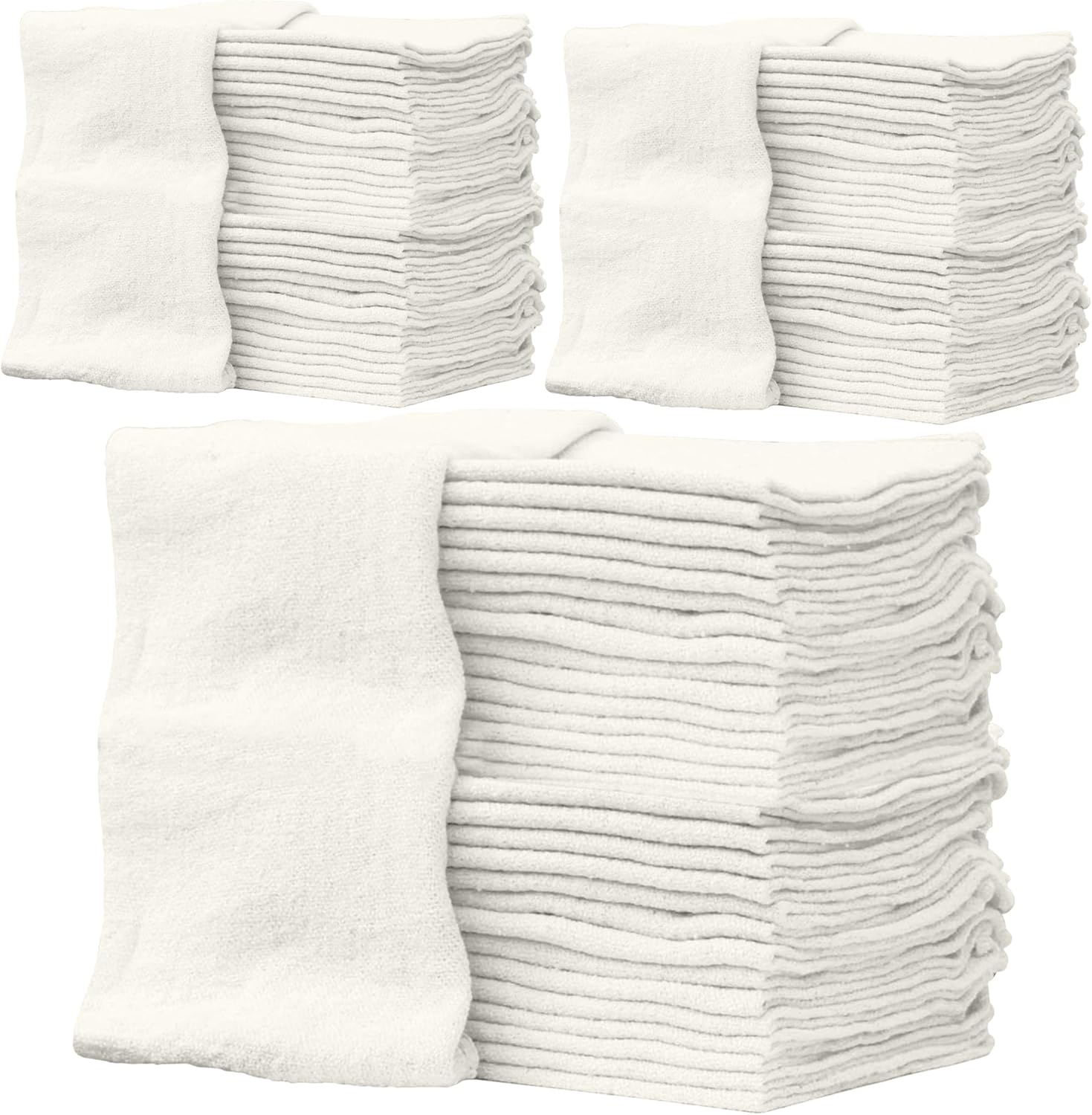 ZUPERIA Cotton Shop Towel – Multipurpose Cleaning Cloths (14" x 12" - Pack of 500 - White) Reusable Shop Rags for Automobiles, Industrial, Restaurants, Garage, and Homes