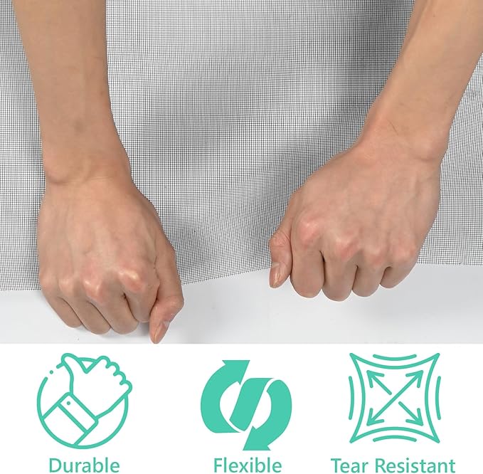 tonchean 98.4 feet x 47.2 inch Windows Screen Mesh Roll Replacement, 304 Stainless Steel Window Screen Mesh for Porch Patio Sliding Door Screening(Black, 20 Mesh)