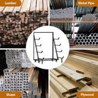 4 Tier Pipe And Lumber Storage Rack - Heavy Duty Pipe Rack With 4IN Swivel Casters And Adjustable Support Bar Weight Capacity Up To 1200LBS, Plywood Storage Shelf For Garage, Workshop And Warehouse