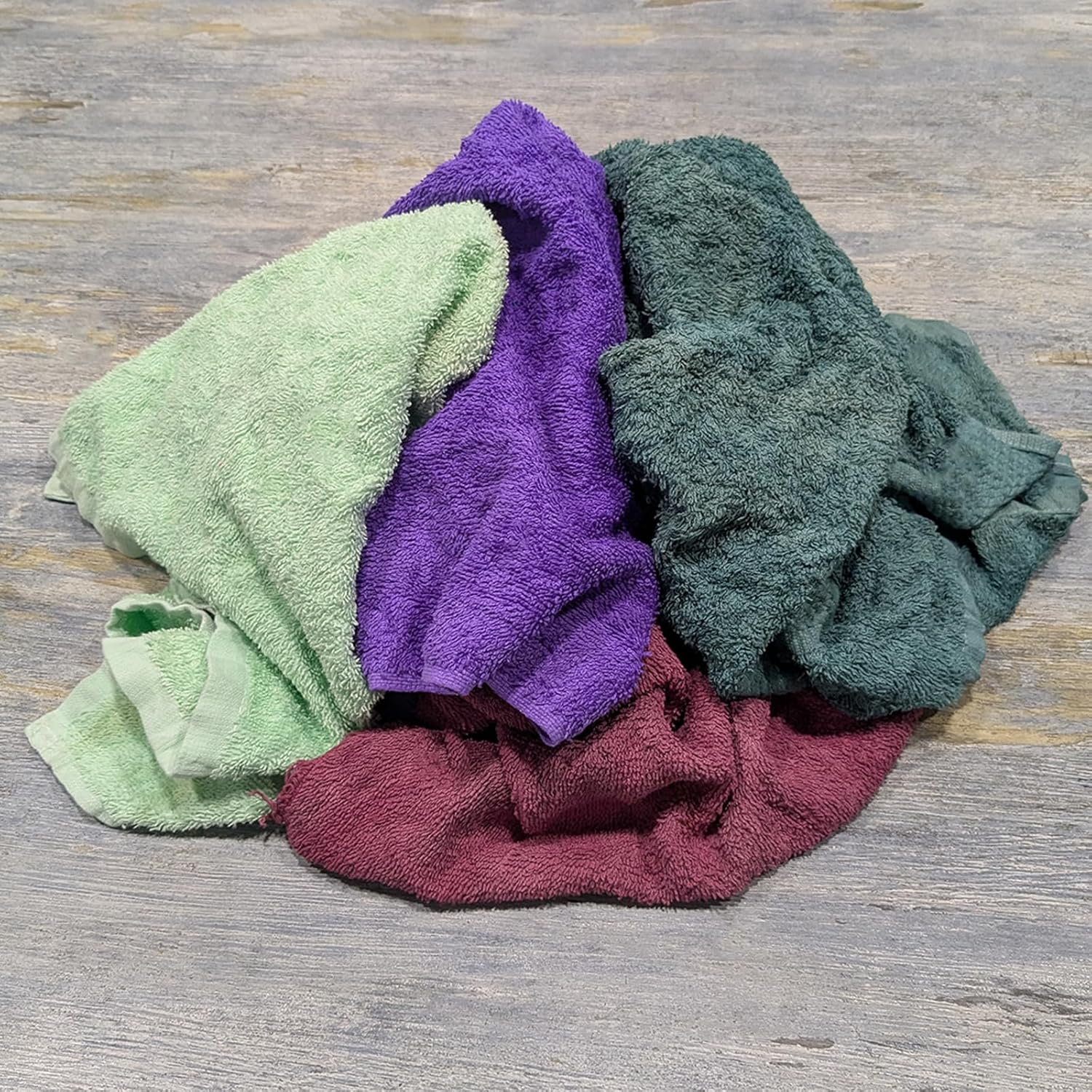 Recycled Color Terry Cloth Rags (600 lbs. Pallet - 12x50 lbs. Box) - Super Absorbent Cotton Towel Cleaning Rags for Garage, Shop Rags, Industrial Use & Housekeeping - Shop Rags Bulk