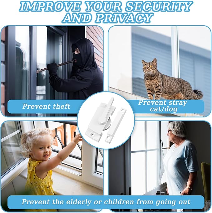 10 Pcs Cam Action White Window Sash Locks, Security Window Latches Replacement Sash Lock, Replacement Sash Lock for Horizontal Sliding Windows and Vinyl Single or Double Windows