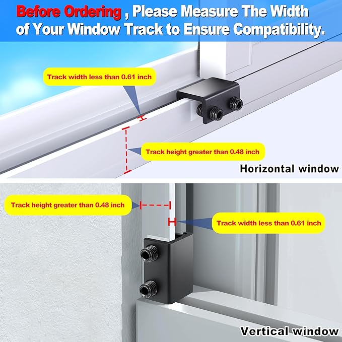 Sliding Window Locks (12 Sets), Secure Window Lock with Key, Window Locks for Up and Down Windows & Horizontal Sliding Windows, Adjustable Window Lock, Sturdy and Durable, Does Not Deform.