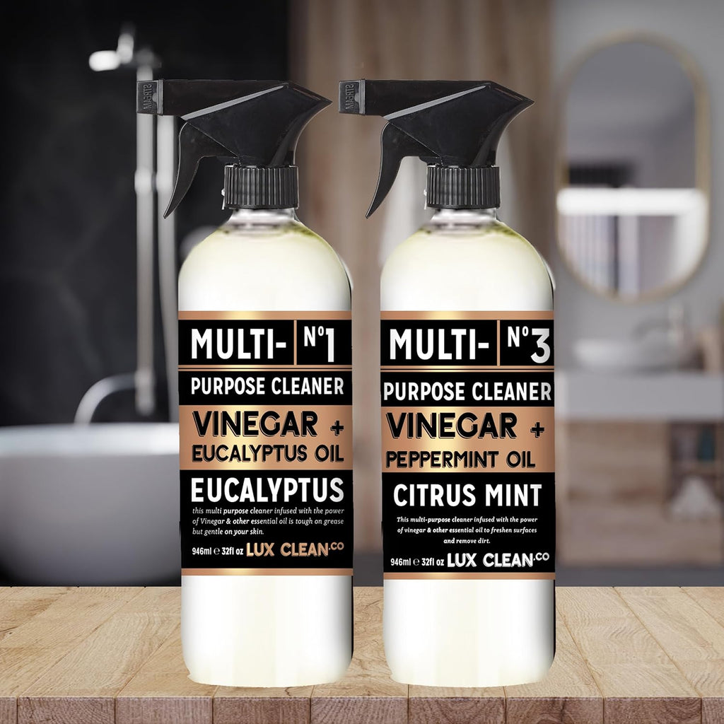 Lux Clean Multi-Purpose Cleaners, Vinegar with Eucalyptus and Peppermint | 32 Fl Oz Bottles, Pack of 4 | Home and Body Company