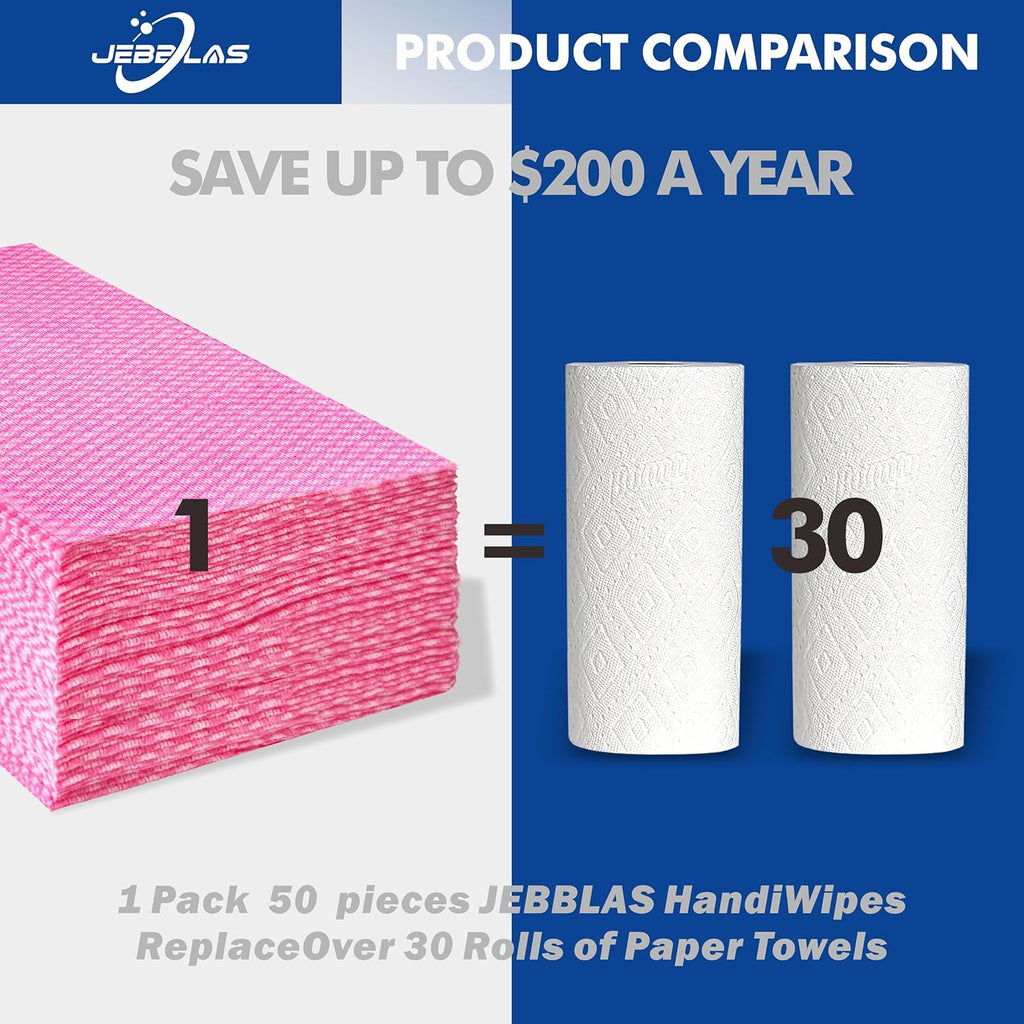 JEBBLAS 100 Ct Foodservice Cleaning Towel, Reusable Paper Towels,11.4" x 23.6" Kitchen Cloth, All Purpose Cleaning Towels, Foodservice Towel
