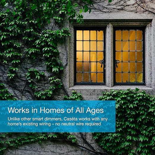 Lutron Caseta Original Smart Dimmer Switch (Lutron Smart Hub Required), for LED Lights, 150 Watt, Single-Pole/3-Way, No Neutral Required, PD-6WCL-WH, White, 6 Pack