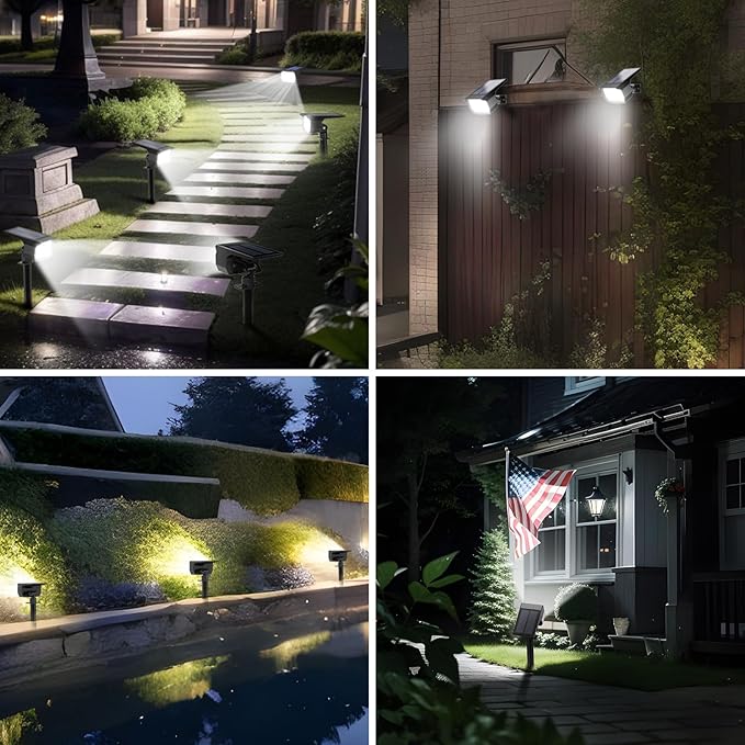 Solar Spot Lights Outdoor 10 Pack, [46 LED/3 Modes] Solar Landscape Spotlights Waterproof, 2-in-1 Auto On/Off Solar Powered Lights for Outside Yard Garden Wall Pathway(Cool White)