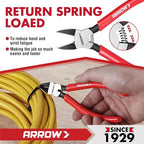ARROW 6" Precision Wire Cutters - Spring Loaded Side Cutters, Ultra-Sharp Flush Cut Pliers, Diagonal Cutting Pliers with Non-Slip Handle for Jewelry Making, Crafts, Electronics, Zip Ties, DIY Models