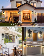 17'' Solar Porch Lights Outdoor 2 Packs, Waterproof Motion Lights for Outside, Black Dusk to Dawn Outdoor Lighting Modern Wall Sconce Lantern, Exterior Lighting Fixtures for House Patio Garage