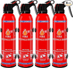 4 Pack ABC Dry Chemical Fire Extinguishers, Portable Dry Powder Fast-Acting Fire Extinguisher with Mount, Suitable for Home, Car, Boat, Truck, Electrical, Grease Fires
