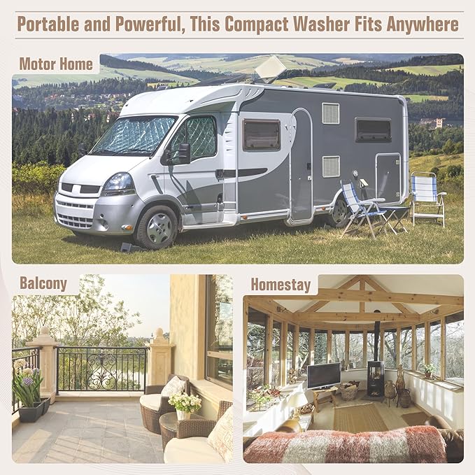 Bonusall Portable Washing Machine，16 lbs Mini Washer and Spin Dryer Combo, Built-in Gravity Drain,Compact Laundry Washer with Drain Pump & Timer Control for Apartments, Dorms, RVs- Blue