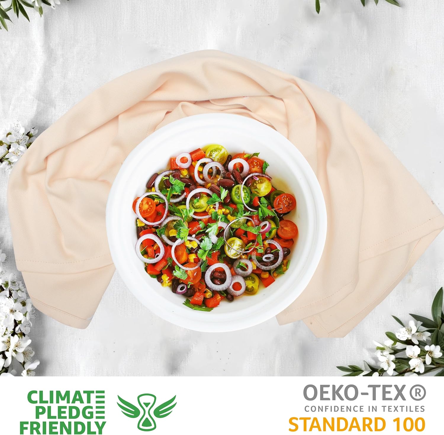 Urban Villa Kitchen Towels Set of 6 Premium Quality 100% Cotton Solid Kitchen Towels Ultra Soft Size 20X30 Inches Beige Color Kitchen Towel Highly Absorbent Kitchen Towels