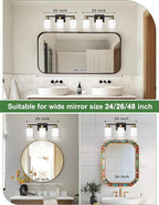 DORESshop Black and Gold Vanity Light, 3-Light Bathroom Light Fixture Over Mirror with Milk Glass Shade, Modern Vanity Lighting for Living Room Bedroom, ETL Listed