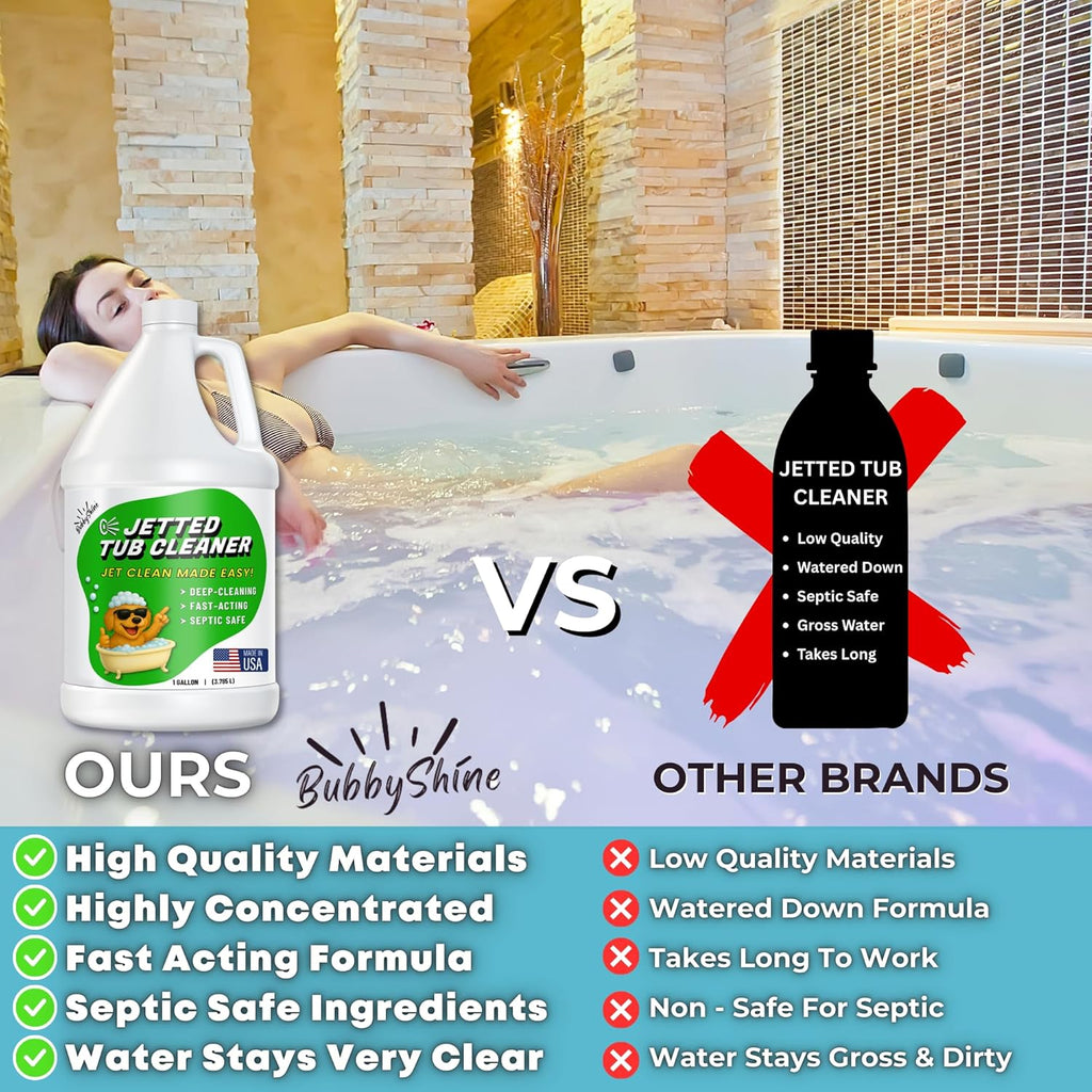Jetted Tub Cleaner For Bathtub Jets - Fast Acting, For The Jets And The Tubes, Best Spa Cleaner Chemical For Whirlpool & Jacuzzi Tubs, Pro Grade Heavy Duty, Made In USA, 1 Gallon