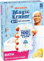 Mr. Clean Magic Eraser Sponge, Bathroom Cleaner, Soap Scum Shower & Tub Cleaner, 2 in 1 Bath, 5ct