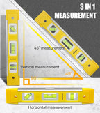 9 Inch Torpedo Level, Magnetic Box Level with 45°/90°/180° Bubbles, Shock Resistant Bubble Level Tool for Measuring