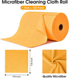 KitchLife Microfiber Cleaning Cloth Roll, 100 Pack - Tear-Away Microfiber Paper Towels, Lint-Free, Reusable, Washable for Kitchen, Car, Dishes, and Sensitive Surfaces (Tangerine Yellow)