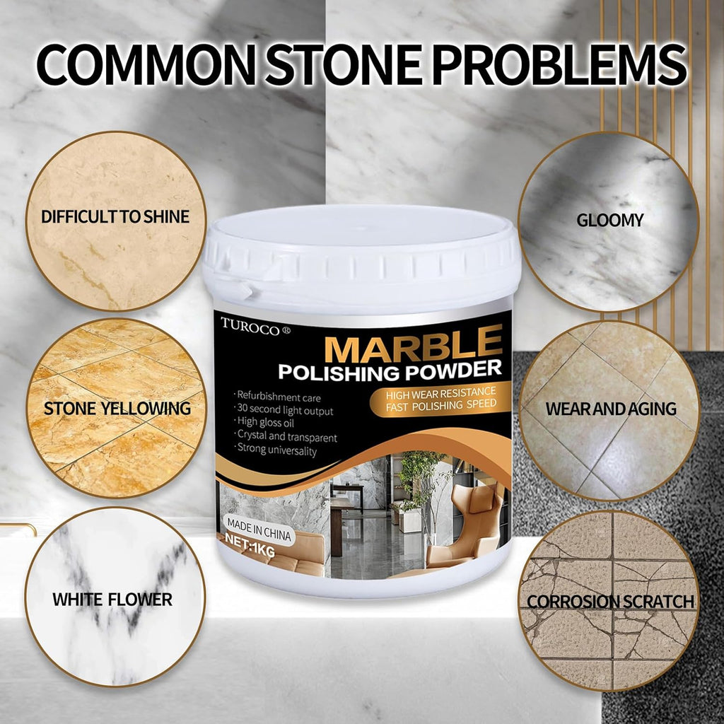 Marble Polishing Powder – for Granite, Marble & Stone Surfaces，Restores Shine & Removes Scratches，Professional Polish for Countertops, Floors & Walls，2.2LB (1 Piece)