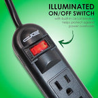 Digital Energy 6-Outlet Surge Protector Power Strip with 25-Ft Long Extension Cord, Black, ETL Listed/UL Standard