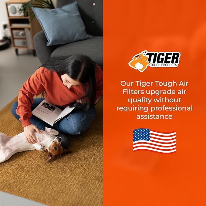 Tiger Tough 21x19x2 MERV 8 MPR 600-800 Air Filter, High-Performance AC Furnace & HVAC Filter, 6-Pack
