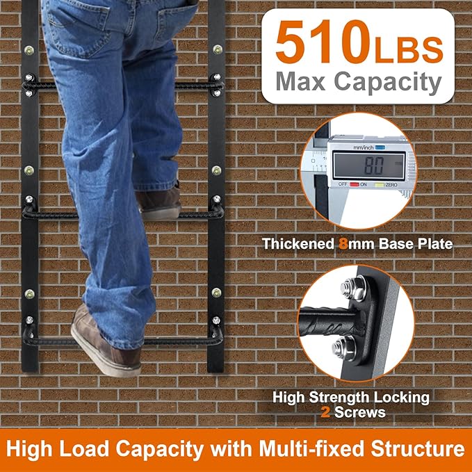 3-Rung Window Well Ladder Hooked, Heavy Duty Steel Egress Window Ladder, Basement Wall Mounted Ladder 34.2" Lx17.9 W, Black