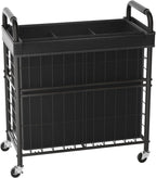 Laundry Hamper 3 Section, 145L Rolling Laundry Sorter Basket with Wheels, 3 Compartment Clothes Organizer Cart, Pull-Out Removable Bags for Laundry Room, Bathroom, Bedroom, Black