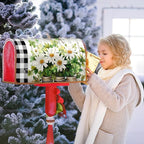 Buffalo Plaid Daisy Magnetic Mailbox Cover - Spring Summer Floral Farmhouse Welcome - Standard Size 25.5 x 21 Inch Waterproof Post Box Wraps for Garden Yard Decor Outdoor