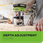 Greenworks 24V Cordless Trim Router, Variable Speed Brushless Motor Compact Palm Router with 2Ah Battery and Charger