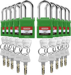Lockout Tagout Locks - 10 Pack Green Loto Locks, Keyed Alike Padlock OSHA Compliant Lock Out Tag Out Lock, Safety Padlocks for Electrical Lockout Tag Out Kits