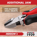 ARROW High Leverage Diagonal Pliers, 6 Inch Wire Cutters with Comfortable TPR Handle, High Carbon Steel Side Cutters for Cutting Wire