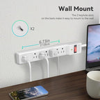 PLUGTUL Surge Protector 12FT (980 Joules), Flat Plug Power Strip, Extension Cord with Multiple Outlets, 7 Outlets, ETL Listed, 14 Gauge, Wall Mountable for Home Office Garage, White