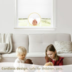 ChrisDowa Cordless Blackout Roller Shades for Windows, Thermal Insulated UV Protection Pull Down Shades, Total Blackout Window Blinds for Home, Office, Bedroom, Door (51" W x 72" H, White)