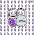 Combination Lock, LQYN Standard Dial Combination Lock, Pack of 100; Purple Turnplate, 2 in. Wide, Fixed Three Digital Combination, for School, Gym & Locker, Toolbox, Gate