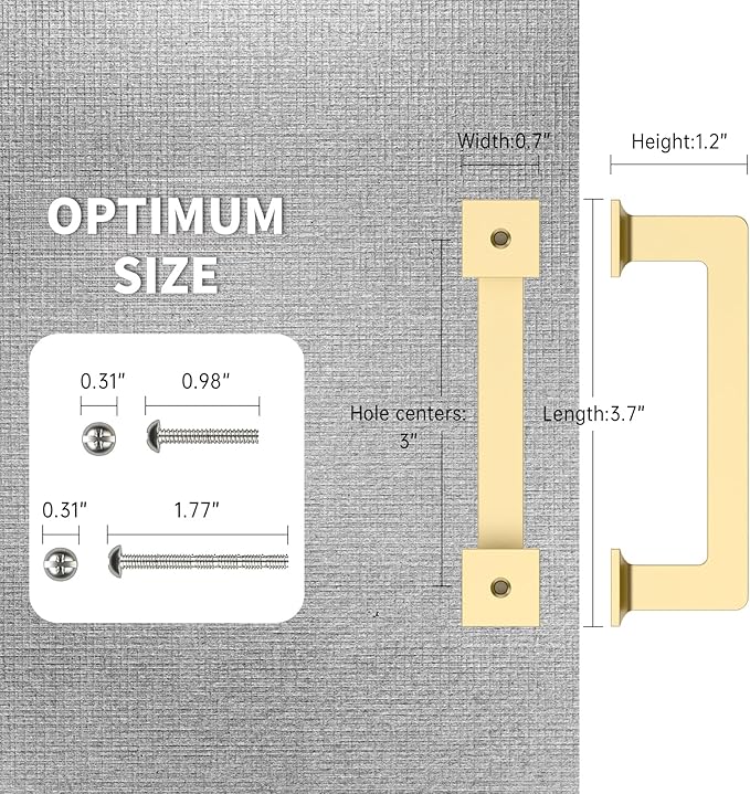 FILTA 3 Inch(76mm) Hole Centers Gold Cabinet Pulls(Set of 10),Gold Cabinet Pulls Zinc Alloy Kitchen Cabinet Handles Cabinet Hardware for Cabinets Cupboard Drawer