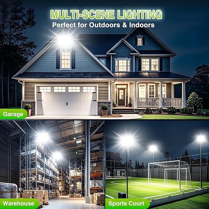 STASUN 2 Pack 150W LED Flood Lights, Mini Series Outdoor Floodlight, 15000LM 6000K Daylight White IP66 Waterproof 3 Adjustable Heads LED Exterior Flood Light for Yard, Driveway, Garage, Patio, Porch