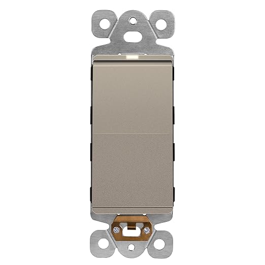 LIDER Minimalist Design Matte Finish Lighted Decorator Switch, Frameless Paddle Light Switch with Locator Light, Grounding Screw, 3-Way or Single Pole, 15A 120V, UL Listed, LS15-3W-NK, Nickel