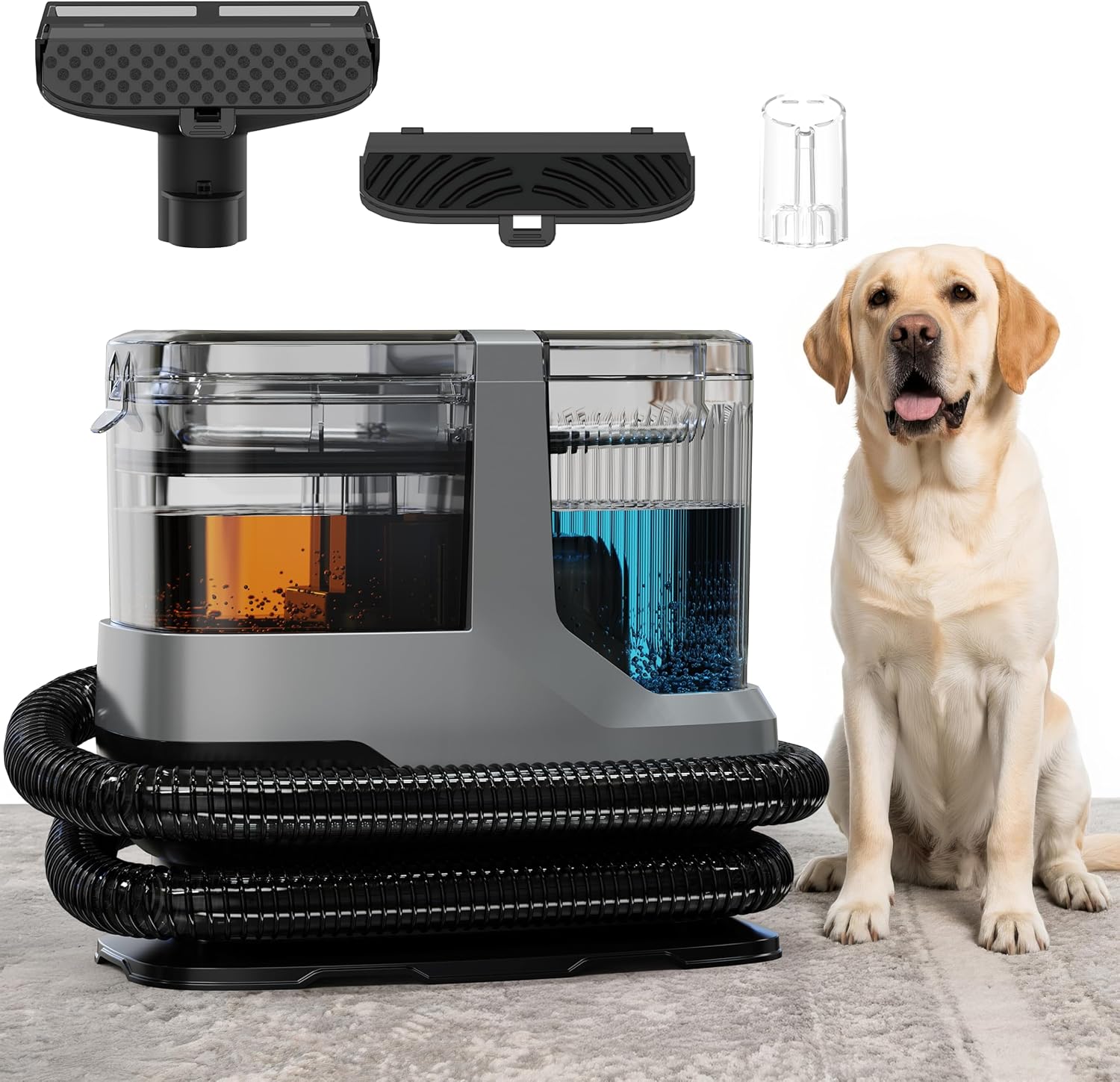 Portable Carpet & Upholstery Cleaner, 18Kpa Power Suction Spot Cleaner Machine for Deep Pet Stain Remover, Carpet, Area Rugs, Couches, Stairs, Cars, Includes Tools & Self-Cleaning, Grey