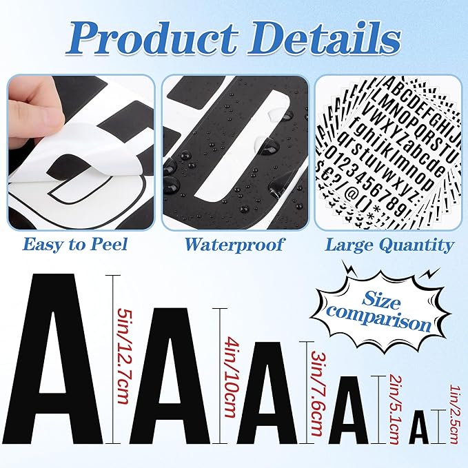 3402 PCS 42 Sheets Letter Stickers Small Mailbox Numbers and Letters Self Adhesive Vinyl Waterproof Alphabet Number Stickers for Mailbox Address,Scrapbooking,Cup, Sign,DIY Crafts Art (1 Inch,Black)