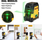 PREXISO Laser Level Self Leveling - 100Ft Rechargeable Cross Line Laser, Green Line leveler Tool for Construction, Floor Tile, Home Renovation with Magnetic Pivoting Base, Target Plate & Portable Bag