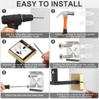 Gisafai 10 Pcs Bathroom Hardware Accessories Set 23.6 Inch Bath Towel Bar Kit Stainless Steel Bathroom Hardware Set Towel Racks Ring Hooks Paper Holder for Wall Mounted (Black Gold)