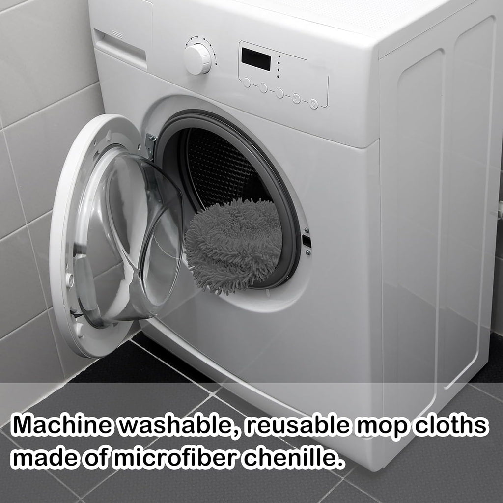 Reusable Microfiber Chenille Mop Pads Compatible with Swiffer Sweeper, Dry Sweeping Cloths & Wet Mopping Cloths, Refills for Hardwood Surface Floor Cleaning, 4 Pack (Grey)