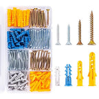KURUI Wall Anchors Kit for Hanging Wall Art Decor, 160Pcs Drywall Anchors Assortment Kit for Frame Shelf Decorations, Plant Hooks, 135 Screws and 135 Plugs, Picture Hangers for Drywall Concrete Brick