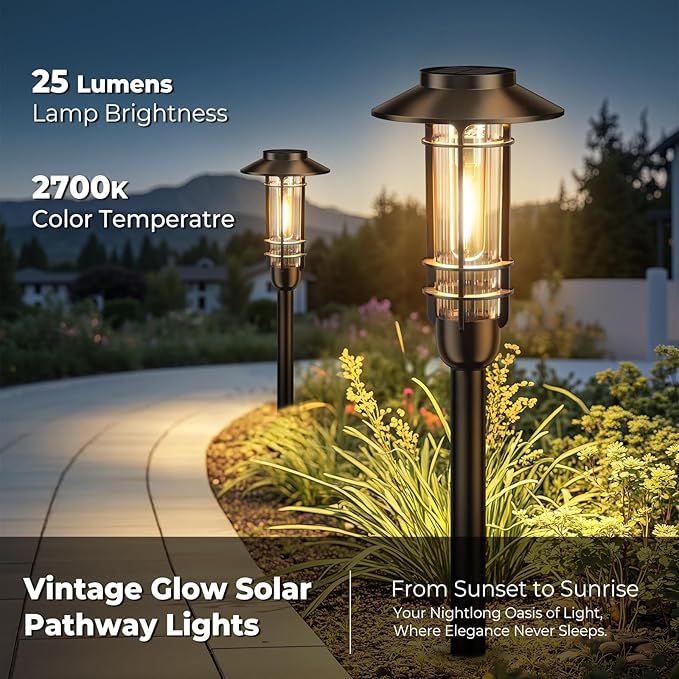 6 Pack Solar Pathway Lights Outdoor, Upgraded Bright Solar Powered Garden Light Outside, Waterproof Outdoor Lighting for Landscape Lawn Patio Yard Path Driveway Walkway Decor, Warm White