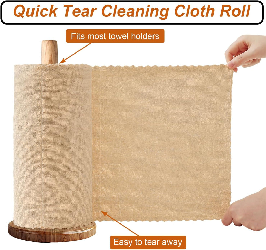 80 Pack Microfiber Cleaning Cloth Roll,Lint Free Rags & Tear Away Reusable Towels Washable Scratch,Ultra Absorbent Dish Rags(12" x 12") for Car Kitchen Home Garage-Apricot Yellow